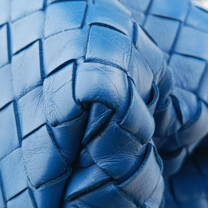 Pre-owned Bottega Veneta Roma Intrecciato Blue lambskin shoulderbag | stylenewstar