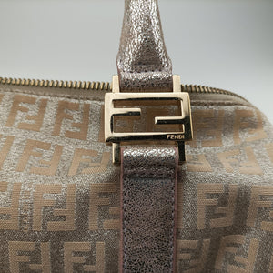 Pre-owned Fendi Zucchino Glitter Logo Pink Canvas 8BL068 handbag | stylenewstar