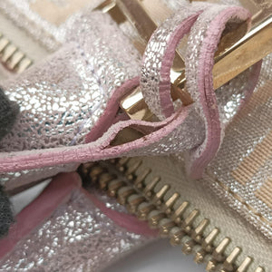 Pre-owned Fendi Zucchino Glitter Logo Pink Canvas 8BL068 handbag | stylenewstar