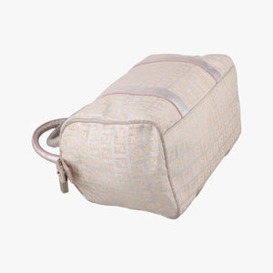 Pre-owned Fendi Zucchino Glitter Logo Pink Canvas 8BL068 handbag | stylenewstar