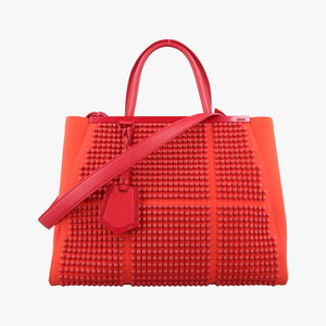 Pre-owned Fendi 2 JOURS Orange x Red fabric x Leather 8BH250 shoulderbag | stylenewstar