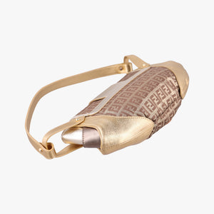 Pre-owned Fendi Zucchino Borsa golden×Multicolour canvas×leather 8BR429 shoulderbag | stylenewstar
