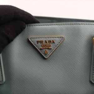 Pre-owned Prada Galleria Blue SAFFIANO Leather BN2274 handbag | stylenewstar