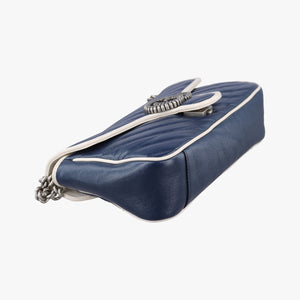 Pre-owned Gucci GG Marmont Blue Leather 443497 shoulderbag | stylenewstar
