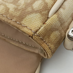 Pre-owned Christian Dior Trotter Flower Beige PVC Coated Canvas Floral Embroidery shoulderbag | stylenewstar