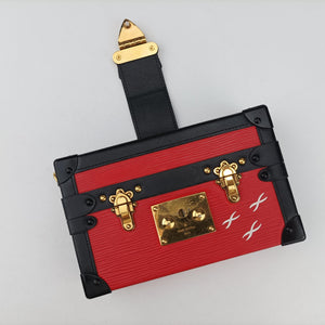 Secondhand Louis Vuitton PETITE MALLE Noir×COQUELICOT epi×Leather M54651 shoulderbag | stylenewstar