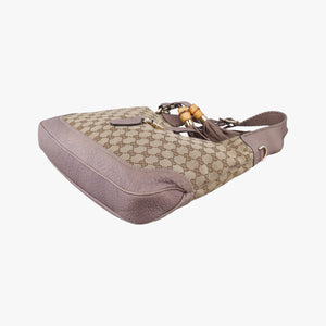 Pre-owned Gucci New Jackie Beige x Brown Canvas×Leather 246907 shoulderbag | stylenewstar