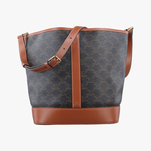 Pre-owned Celine Small Bucket Brown PVC coated canvas×Leather shoulderbag | stylenewstar