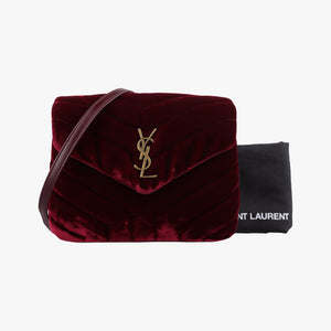 Vintage Yves Saint Laurent Monogram Lulutoy Burgundy velour 467072 shoulderbag | stylenewstar
