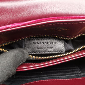 Vintage Yves Saint Laurent Monogram Lulutoy Burgundy velour 467072 shoulderbag | stylenewstar