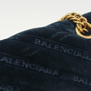 Vintage Balenciaga BB Round Navy velour shoulderbag | stylenewstar