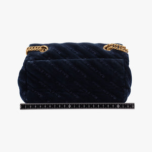 Vintage Balenciaga BB Round Navy velour shoulderbag | stylenewstar