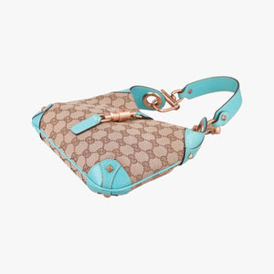 Secondhand Gucci Piston Lock Jackie Hobo khaki×blue canvas×leather 120885 shoulderbag | stylenewstar