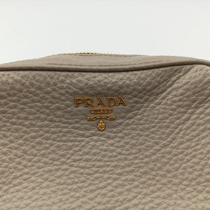 Pre-owned Prada VITELLO PHENIX camera bag Beige Leather 1N1674 shoulderbag | stylenewstar