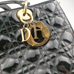 Pre-owned Christian Dior Lady Dior Black Patent handbag | stylenewstar