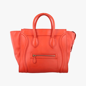 Secondhand Celine Luggage Mini Shopper Orange Leather handbag | stylenewstar