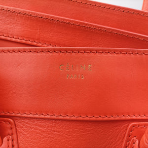 Secondhand Celine Luggage Mini Shopper Orange Leather handbag | stylenewstar
