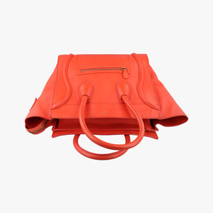 Secondhand Celine Luggage Mini Shopper Orange Leather handbag | stylenewstar