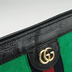 Pre-owned Gucci Ophidia Green×black×red Suede×leather 503877 shoulderbag | stylenewstar