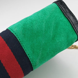 Pre-owned Gucci Ophidia Green×black×red Suede×leather 503877 shoulderbag | stylenewstar