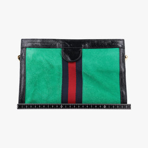 Pre-owned Gucci Ophidia Green×black×red Suede×leather 503877 shoulderbag | stylenewstar