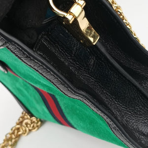 Pre-owned Gucci Ophidia Green×black×red Suede×leather 503877 shoulderbag | stylenewstar