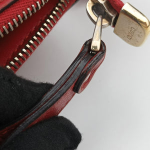 Pre-owned Gucci Valentine heart charm beige×red Canvas×Leather 309122 shoulderbag | stylenewstar