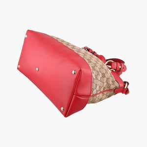 Pre-owned Gucci Valentine heart charm beige×red Canvas×Leather 309122 shoulderbag | stylenewstar