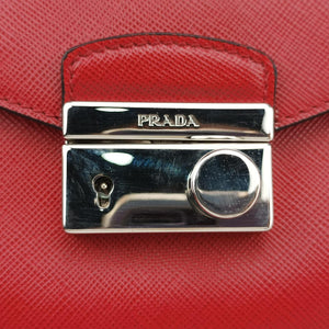 Pre-owned Prada Sound Lock Red SAFFIANO Leather BN0924 shoulderbag | stylenewstar