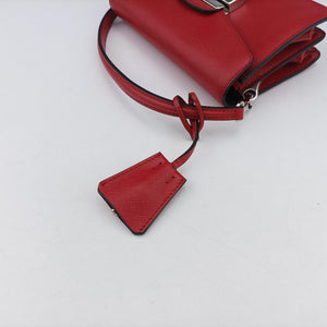 Pre-owned Prada Sound Lock Red SAFFIANO Leather BN0924 shoulderbag | stylenewstar