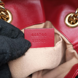 Pre-owned Gucci GG Marmont Red Leather 446744 shoulderbag | stylenewstar