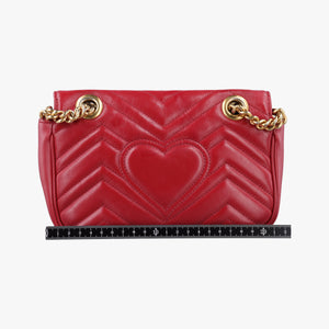 Pre-owned Gucci GG Marmont Red Leather 446744 shoulderbag | stylenewstar