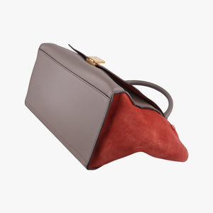 Pre-owned Celine Trapeze Orange×Brown Suede × leather shoulderbag | stylenewstar