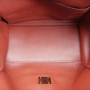 Pre-owned Celine Trapeze Orange×Brown Suede × leather shoulderbag | stylenewstar