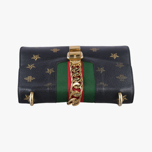 Pre-owned Gucci Sylvie Black×Multicolor Leather 524405 shoulderbag | stylenewstar