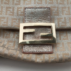 Pre-owned Fendi Baguette Beige × Silver×Pink canvas 8BR180 shoulderbag | stylenewstar