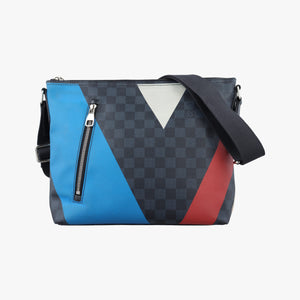 Pre-owned Louis Vuitton Mick PM America's Cup Limited Damier Cobalt × Tri-Color Coated Canvas × Leather N41639 shoulderbag | stylenewstar