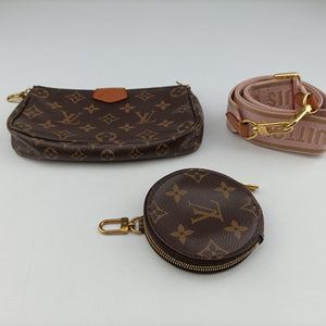 Pre-owned Louis Vuitton MULTI POCHETTE ACCESSOIRES MARRON×ROSE CLAIRE Monogram Canvas M44840 shoulderbag | stylenewstar