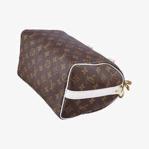 Secondhand Louis Vuitton Speedy Bandouliere 25 brown×white Monogram Canvas×calf leather M20754 shoulderbag | stylenewstar