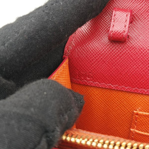 Pre-owned Prada Envelope Red x Orange Saffiano Leather shoulderbag | stylenewstar