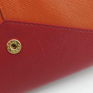 Pre-owned Prada Envelope Red x Orange Saffiano Leather shoulderbag | stylenewstar