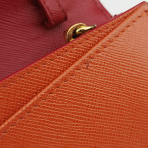 Pre-owned Prada Envelope Red x Orange Saffiano Leather shoulderbag | stylenewstar