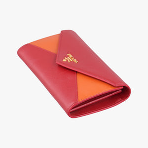Pre-owned Prada Envelope Red x Orange Saffiano Leather shoulderbag | stylenewstar
