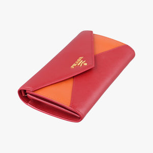 Pre-owned Prada Envelope Red x Orange Saffiano Leather shoulderbag | stylenewstar