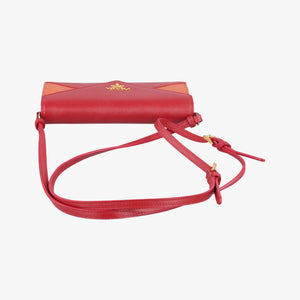 Pre-owned Prada Envelope Red x Orange Saffiano Leather shoulderbag | stylenewstar
