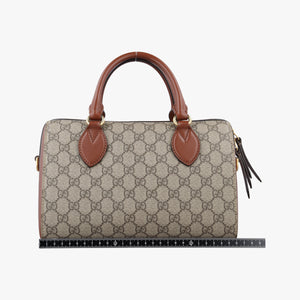 Pre-owned Gucci GG SUPREME beige×brown PVC coated canvas×Leather 409529 shoulderbag | stylenewstar