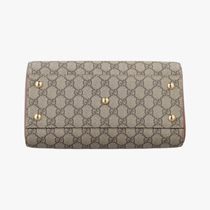 Pre-owned Gucci GG SUPREME beige×brown PVC coated canvas×Leather 409529 shoulderbag | stylenewstar