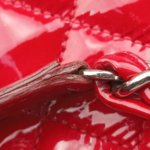 Pre-owned Chanel Mademoiselle Bowling Red Patent A50561 shoulderbag | stylenewstar