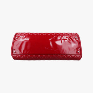 Pre-owned Chanel Mademoiselle Bowling Red Patent A50561 shoulderbag | stylenewstar