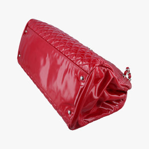 Pre-owned Chanel Mademoiselle Bowling Red Patent A50561 shoulderbag | stylenewstar